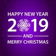 Happy New Year and Merry Christmas Purple Card Design