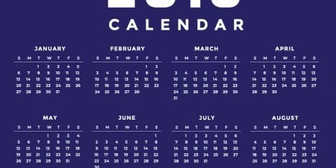 Minimal Blue New Year 2019 Calendar Design by GraphicMore