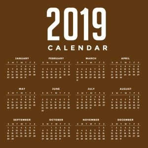 Minimal Brown New Year 2019 Calendar Design by GraphicMore