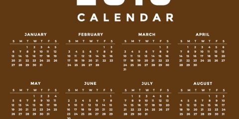 Minimal Brown New Year 2019 Calendar Design by GraphicMore