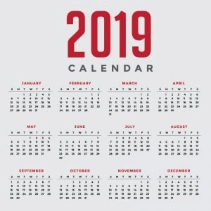 Minimal Gray New Year 2019 Calendar Design by GraphicMore