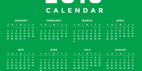 Minimal Green New Year 2019 Calendar Design by GraphicMore