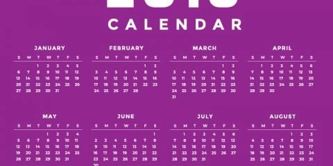 Minimal Purple New Year 2019 Calendar Design by GraphicMore