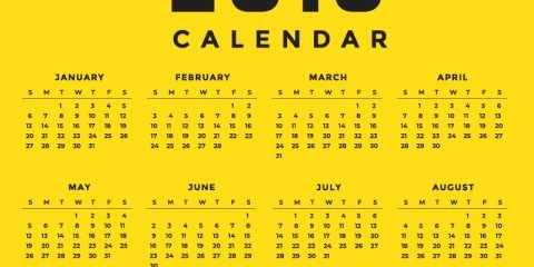 Minimal Yellow New Year 2019 Calendar Design by GraphicMore