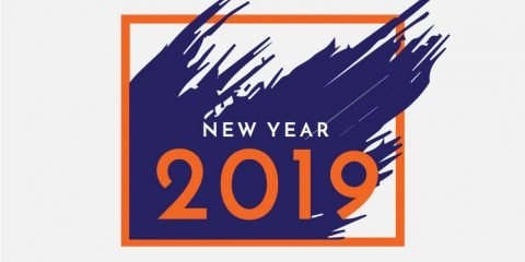 New Year 2019 Post Card Design Free Vector