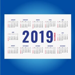 Simple New Year 2019 Calendar Layout Design Free Vector