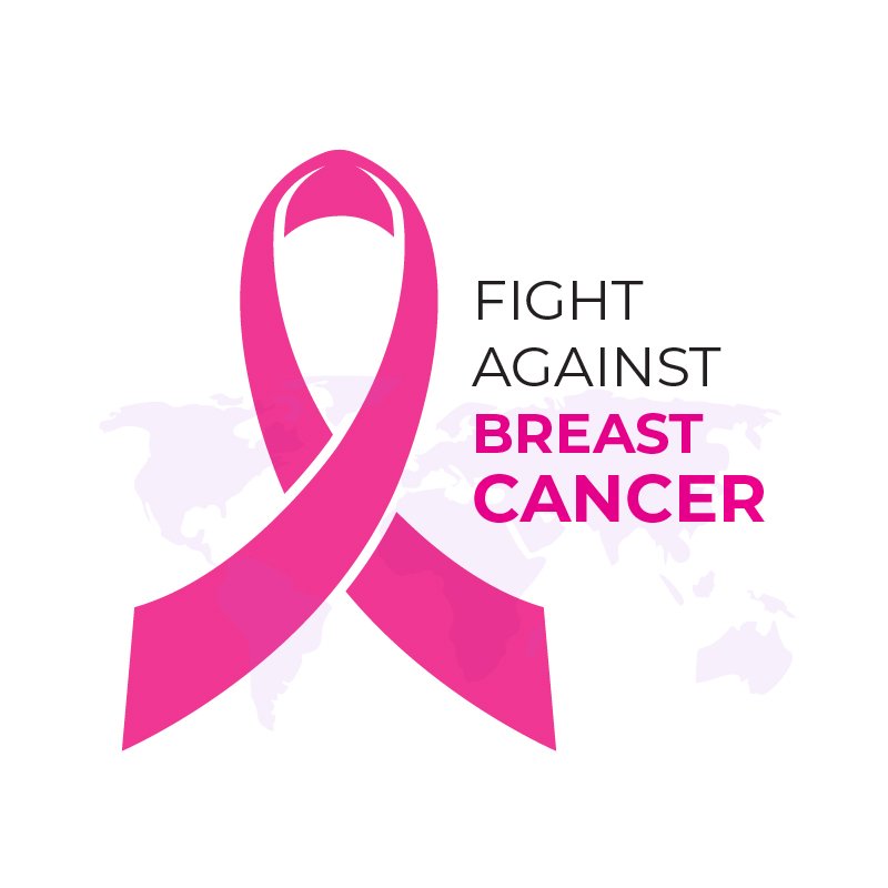 Fight Against Breast Cancer Card Design Free Vector