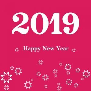 Happy New Year 2019 Card Poster Vector with Flowers