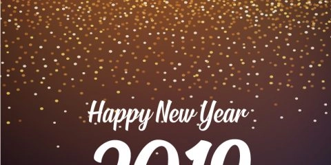 Happy New Year 2019 Card with Golden Glitter Background