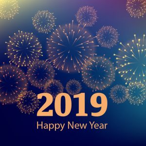 Happy New Year 2019 Celebration Background With Fireworks