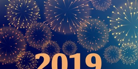 Happy New Year 2019 Celebration Background With Fireworks