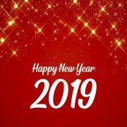 Happy New Year 2019 Celebration Card with Beautiful Red Sparkles Background