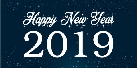 Happy New Year 2019 Celebration Card with Bright Stars