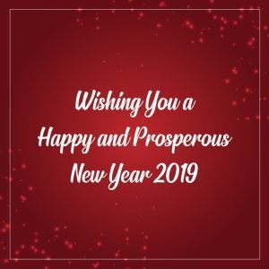 Happy New Year 2019 Vector Card with Christmas Red Background