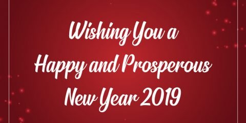 Happy New Year 2019 Vector Card with Christmas Red Background