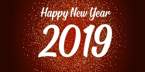 Happy New Year 2019 Vector Card with Party Celebration Background