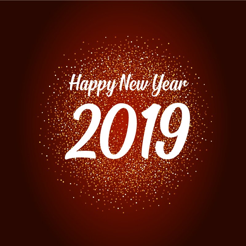 Happy New Year 2019 Vector Card with Party Celebration Background