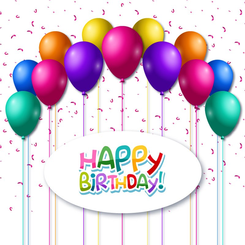 Colorful Balloons  with Happy Birthday  Card Design  Vector 