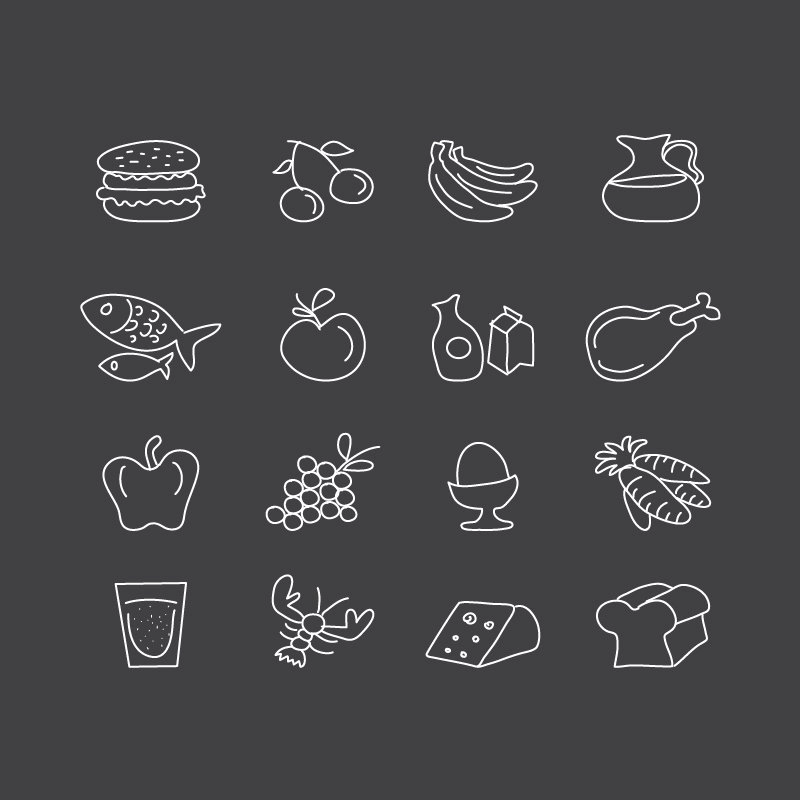 16 Food Icons Collection Free Vector Download