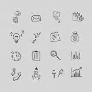 16 Hand Drawn Business Icons Design Free PSD Download