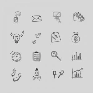 16 Hand Drawn Business Icons Design Free PSD Download