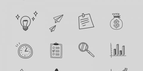 16 Hand Drawn Business Icons Design Free PSD Download