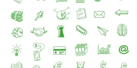 40+ Hand Drawn Business Icons Design Free PSD Download