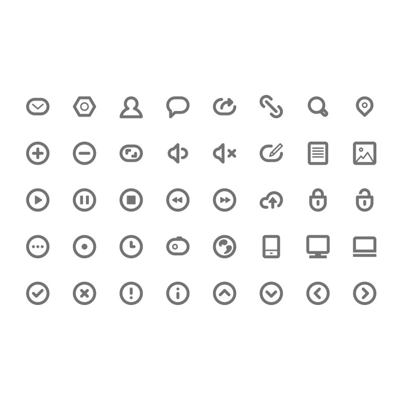 40 Minimalistic Icons Collection Free PSD Download