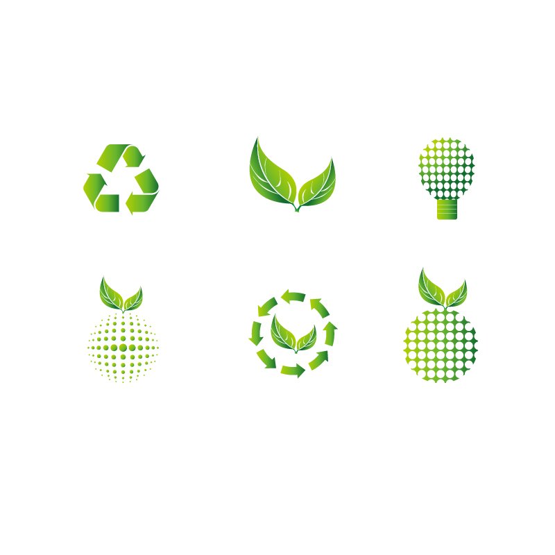 6 Green Eco Icon Collection Free Vector Download