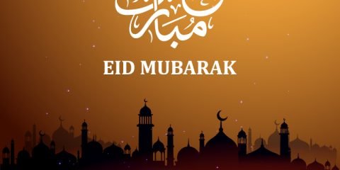 Brown Eid Mubarak Card Design Free Vector Download