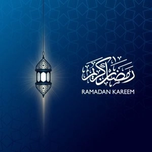 Ramadan Kareem Banner with Beautiful Lantern Design Free Vector