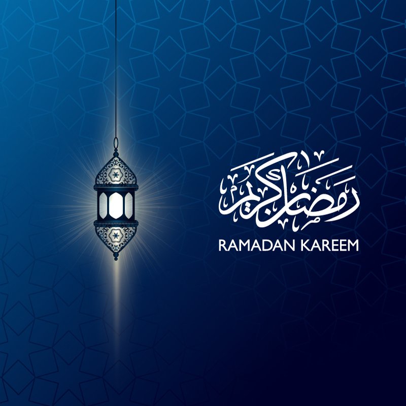 Ramadan Kareem Banner with Beautiful Lantern Design Free Vector