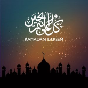 Ramadan Kareem Greeting Dark Banner Design Free Vector