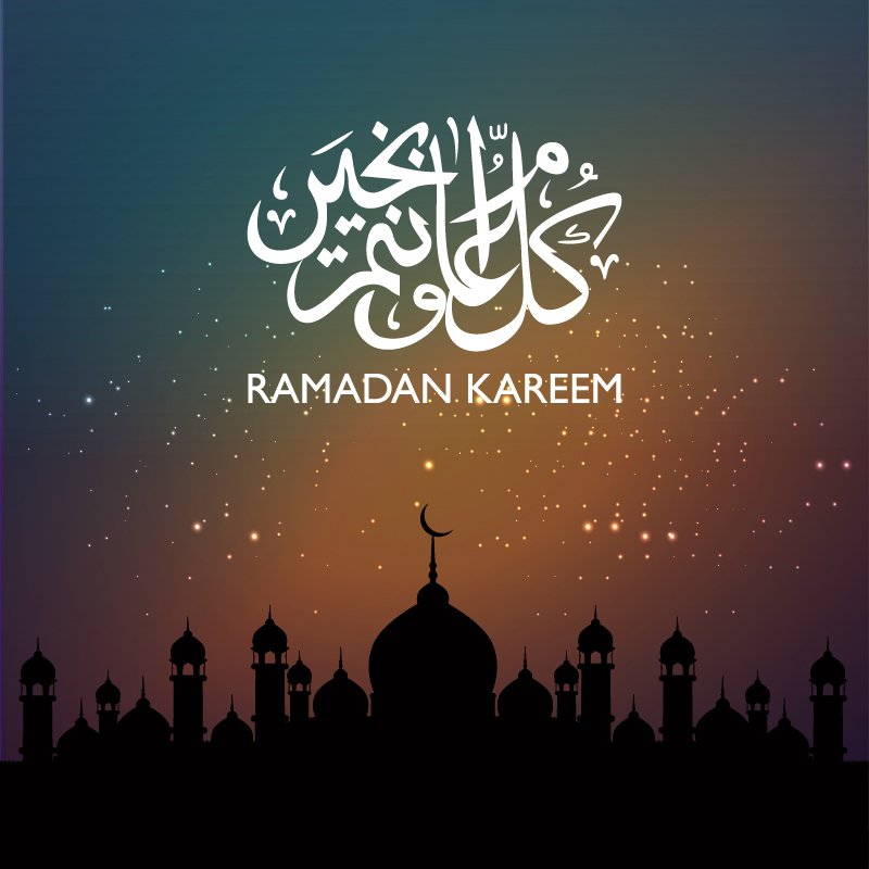 Ramadan Kareem Greeting Dark Banner Design Free Vector