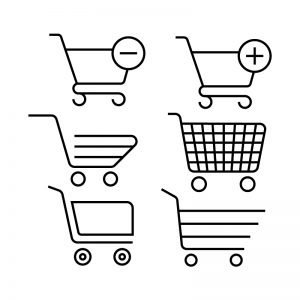 Supermarket Cart Line Icons Free Vector Collection Design