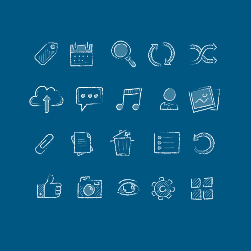 Top 20 Hand Drawn Icons Free PSD Design Download