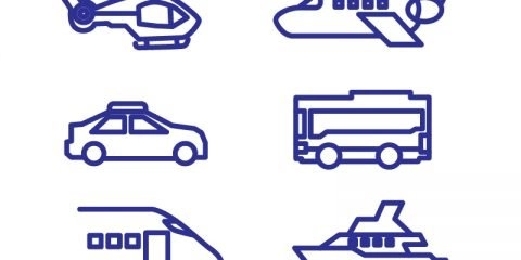 Transportation Line Icons Collection Design Free Vector