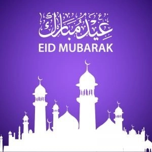 Eid Mubarak Card Design with Beautiful Mosque Vector