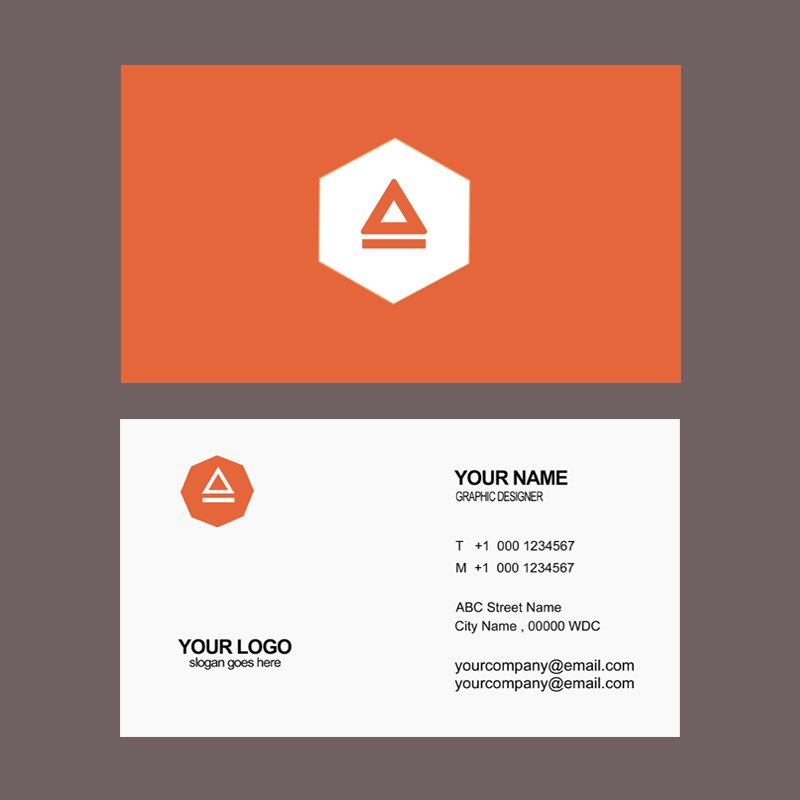 Agency Business Card Design in Orange Color Free PSD Download