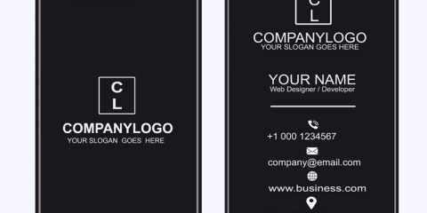 Black Vertical Business Card Mockup Design Template Free PSD