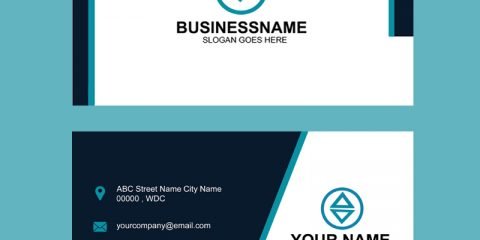 Dark Blue Business Card Template Design Free PSD Download