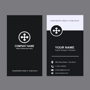 Design Media Company Black Vertical Business Card Design Free PSD