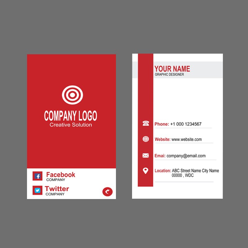 Digital Design Company Vertical Red Business Card Template Design Free PSD Download