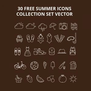 30 Free Summer Icons Collection Set Vector Download