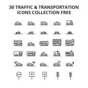 30 Traffic & Transportation Icons Collection Free