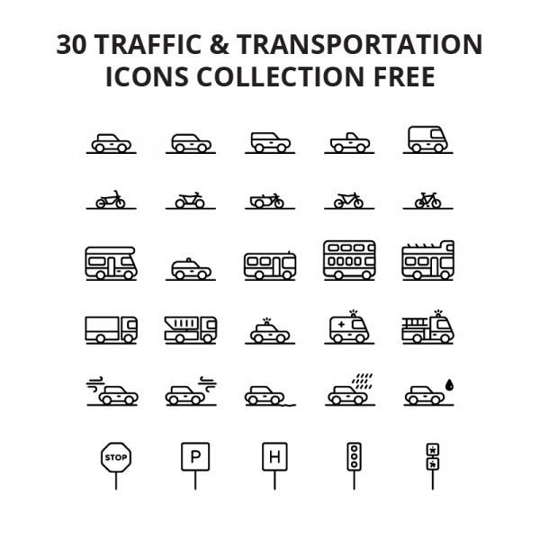 30 Traffic & Transportation Icons Collection Free Download