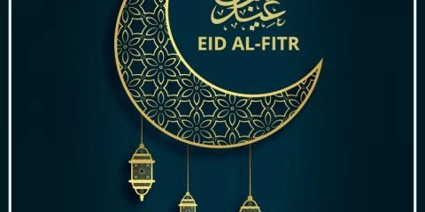 Eid Al-Fitr Festival Greeting Card Vector Design Free Download