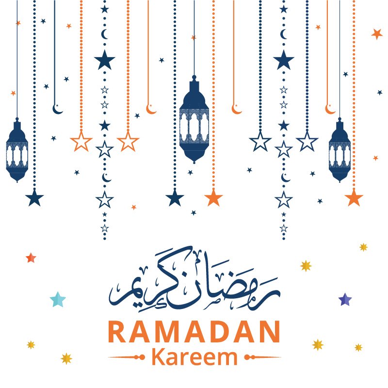 Ramadan Kareem with Stars Decoration Vector Design