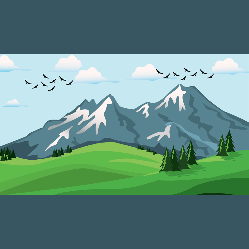 Mountain & greenery illustration free download in the vector format