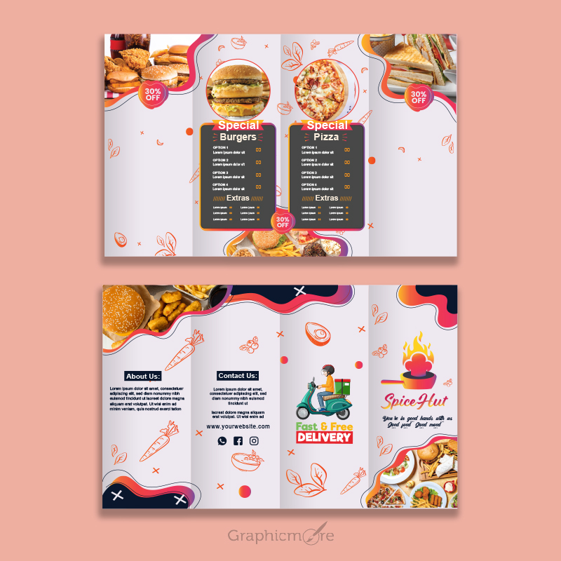 Menu Brochure Design free download in the vector format